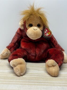 TY Beanie Buddy Orangutan Plush Schweetheart Monkey 1999 Red Chimp